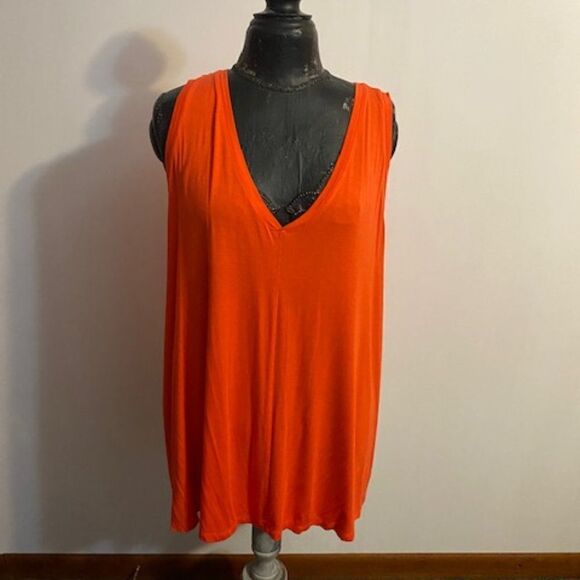 Lane Bryant V-neck Orange sleeveless top, size 18/20 - Picture 1 of 3